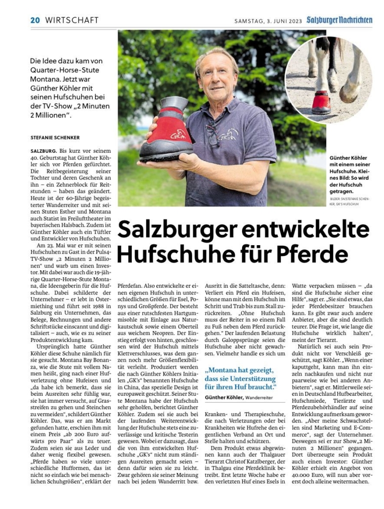 Zeitungsartikel Salzburger Nachrichten GK´s Hufschuh